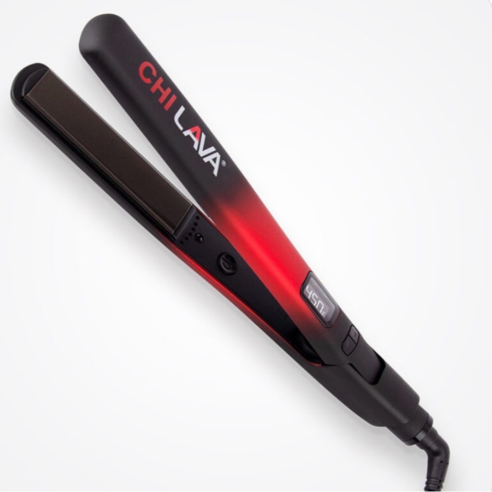 CHI LAVA Ceramic Black and Red Hair Straightener- Compact for Travel